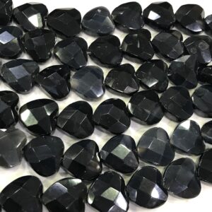 New Brand- Natural Black Agate Heart Faceted Gemstone Beads Strand, 15 Inches For Making Jewelry, Size 18/18 mm AAA Heart Briolettes Stone New Brand- Natural Black Agate Heart Faceted Gemstone Beads Strand, 15 Inches For Making Jewelry, Size 18/18 mm AAA Heart Briolettes Stone