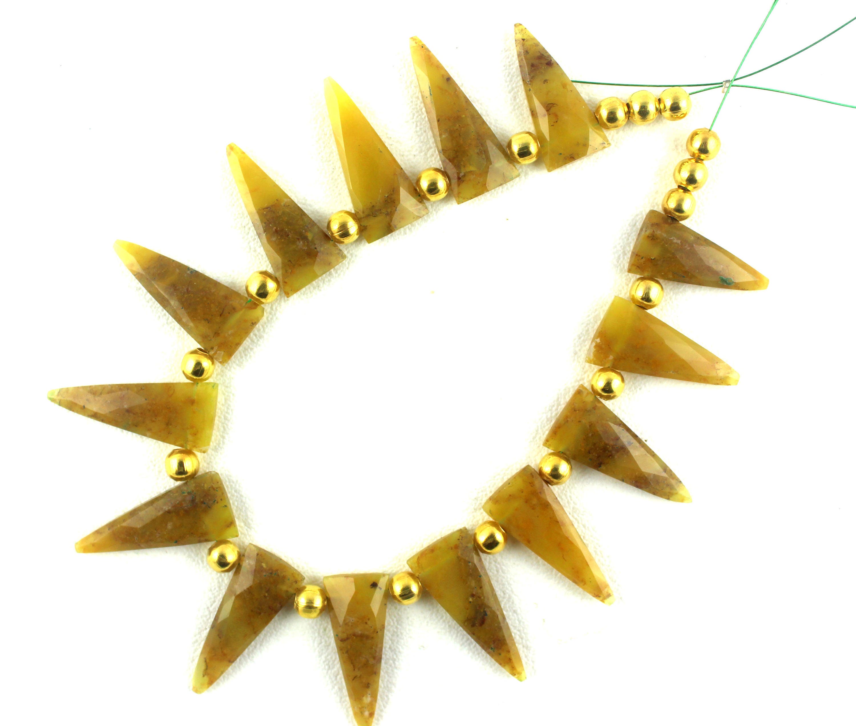Yellow Agate Triangle Beads: Faceted Gemstone Strand, 10x20-10x25mm