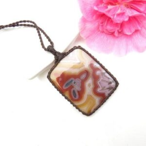 Christmas Gift Ideas, Turkish Psuedomorpth Agate Pendant Necklace, Macrame Necklace, Rare Gemstones, For Her, Everyday Necklace,