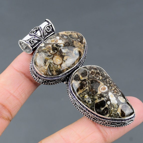 Elegant Turritella Agate 925 Sterling Silver Pendant Elegant Turritella Agate 925 Sterling Silver Pendant