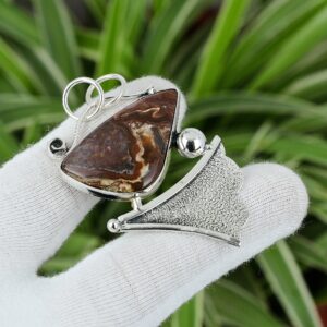 Handmade Crazy Lace Agate 925 Sterling Silver Pendant: Gemstone Jewelry