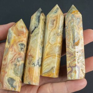 1 Pc Natural Mexican Crazy Laced Agate Obelisk Tower Point wand healing crystal