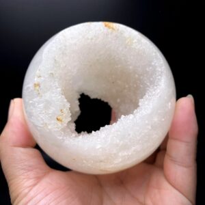 3.7" Crystal Agate Druzy Sphere/polished agate crystal ball/natural rough druzy white geode edge/chunky white quartz points/Christmas Gift