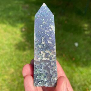 3.3 In Grape Agate Tower, Semi-polished Purple & Green Chalcedony Crystal #13