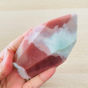 Cherry Blossom Flower Agate Point: Pink, Blue, Green Crystal (196g)