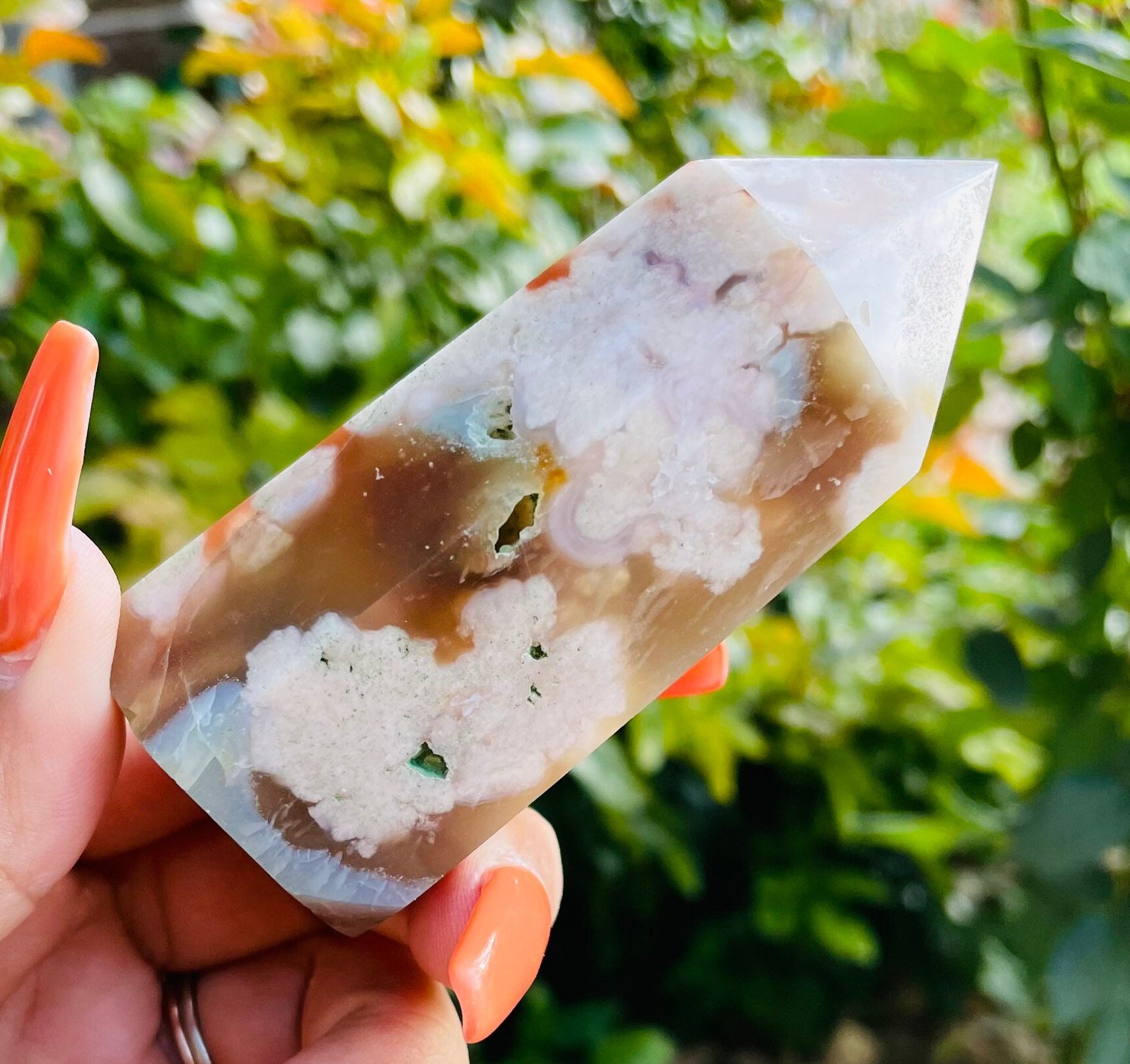 Cherry Blossom Flower Agate Crystal Point: Sakura Gemstone Tower 183.22g Cherry Blossom Flower Agate Crystal Point: Sakura Gemstone Tower 183.22g
