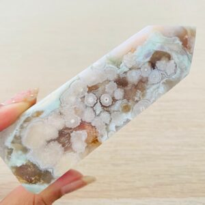 Cherry Flower Agate Point: Pink, Green & Purple Crystal Tower (212g)