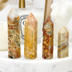Crazy Lace Agate Crystal Point: Mexican Healing Crystal Tower