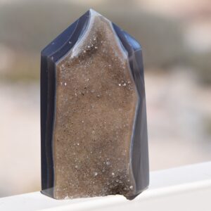 Druzy Brown Quartz Over Agate Tower
