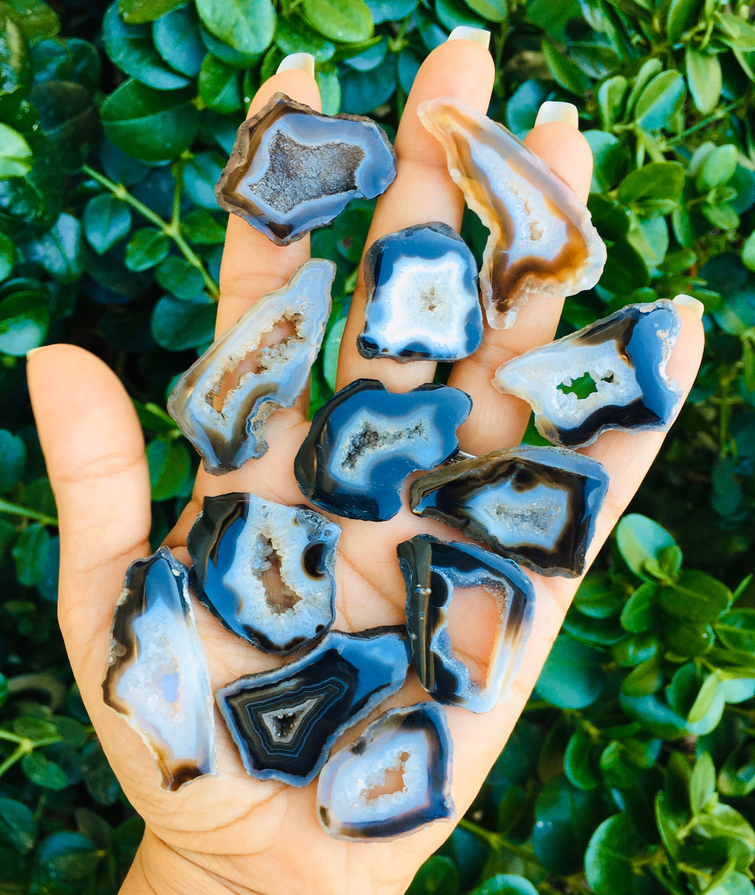 Agate Druzy Crystal: Raw Geode Quartz Point, Half Polished