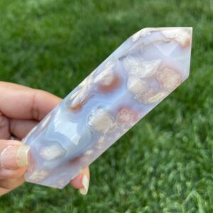 Flower Agate Crystal Point: Purple Blue Sakura Gemstone Tower #45