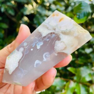 Gray White Flower Agate Point (#29) Agate Crystal Tower Gemstone Crystal Point
