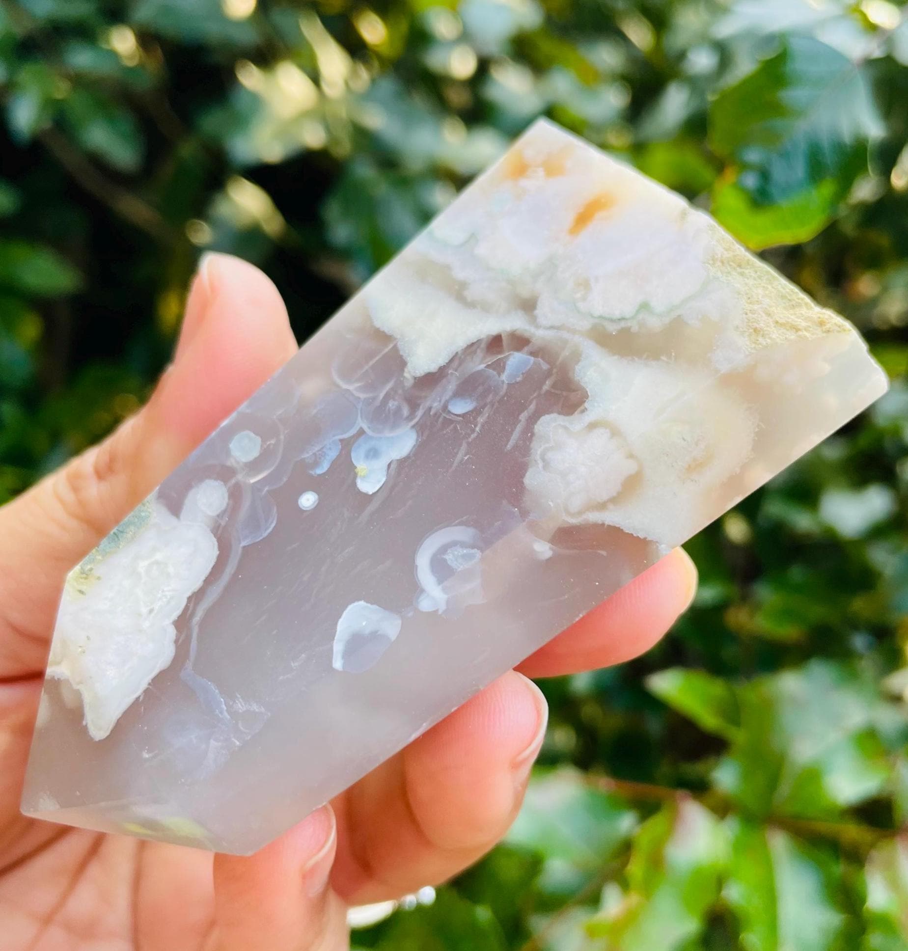 Gray White Flower Agate Point (#29) Agate Crystal Tower Gemstone Crystal Point