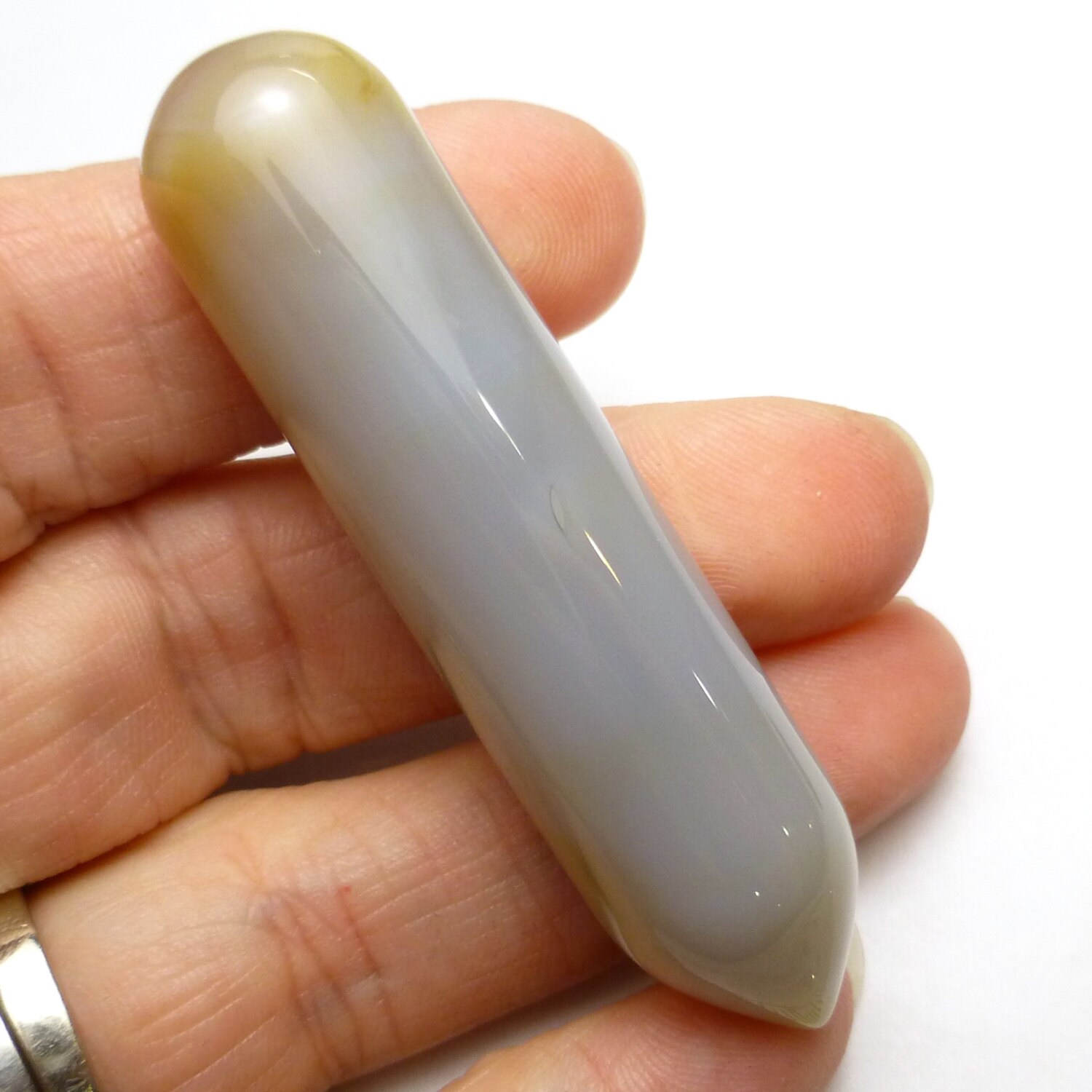 Opaque Agate Chakra Wand Healing Wicca Wiccan Metaphysical Meditation Healing Grey Crystal Natural Rock Stone Success Balance Growth
