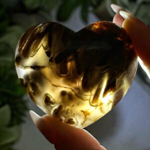 Stick Agate Heart | 62g | - #4 (polished Brown Crystal Carving, Root Chakra, Healing Stone, Grounding)
