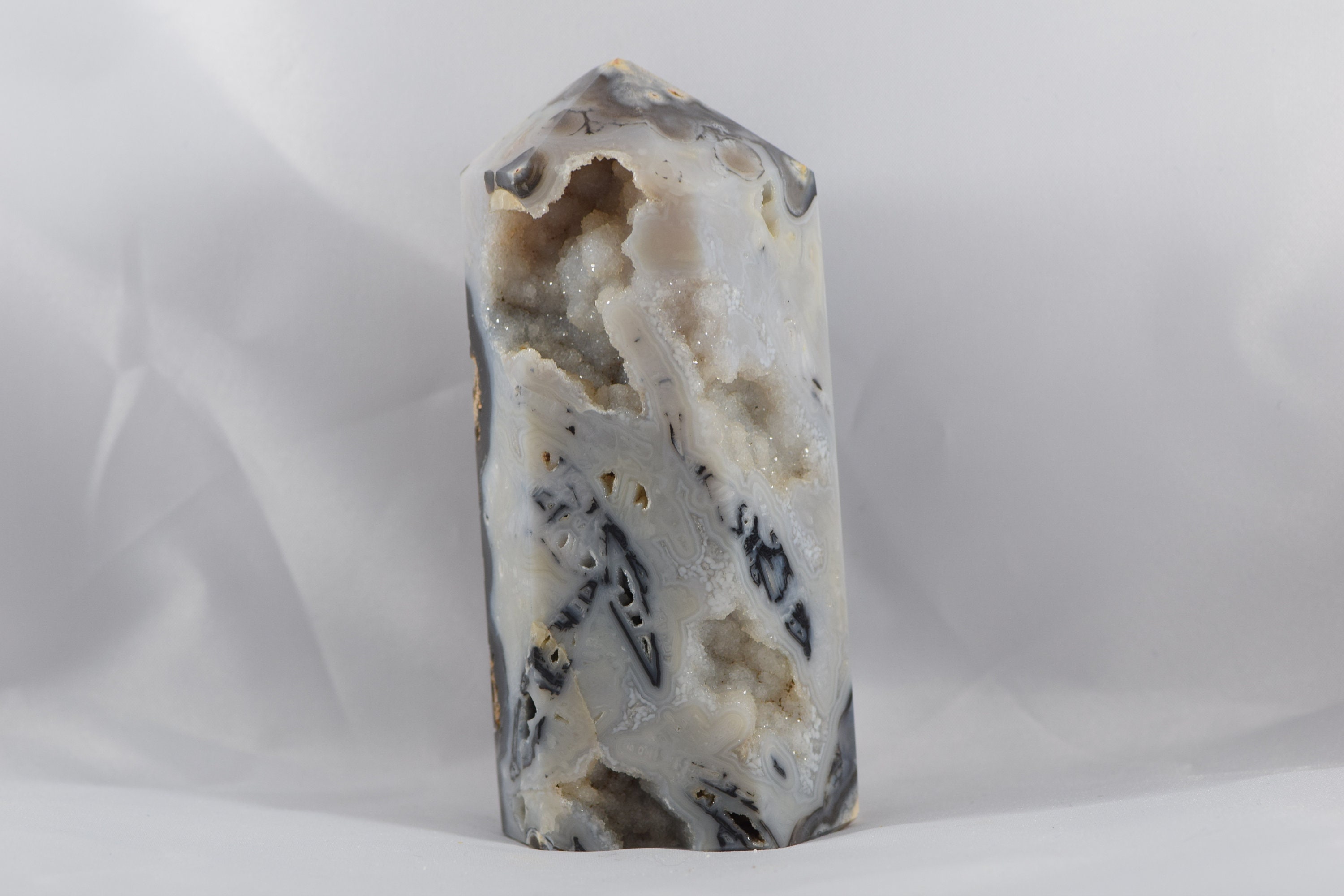 Super Druzy Brown & White Agate Tower