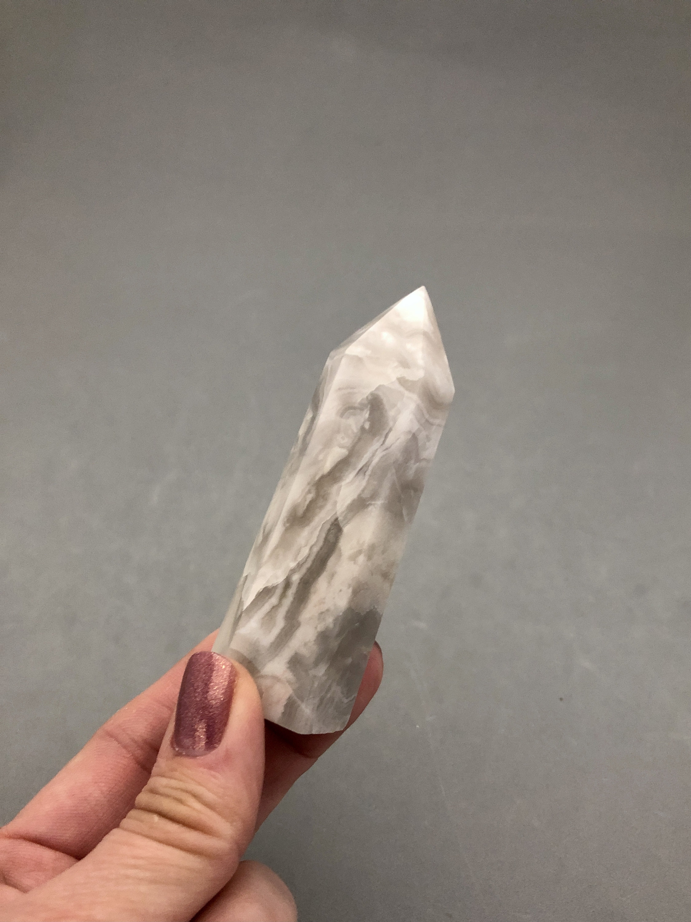 White Lace Agate Banded Agate Crystal Point (3 1/4" Tall) Metaphysical Crystal Point Meditation Crystal Gift Idea Spiritual Home Decor Gift White Lace Agate Banded Agate Crystal Point (3 1/4" Tall) Metaphysical Crystal Point Meditation Crystal Gift Idea Spiritual Home Decor Gift