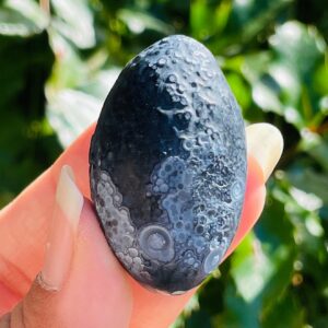 Black Gobi Eye Agate Stone: Raw Mongolia Desert Crystal (40x25mm)