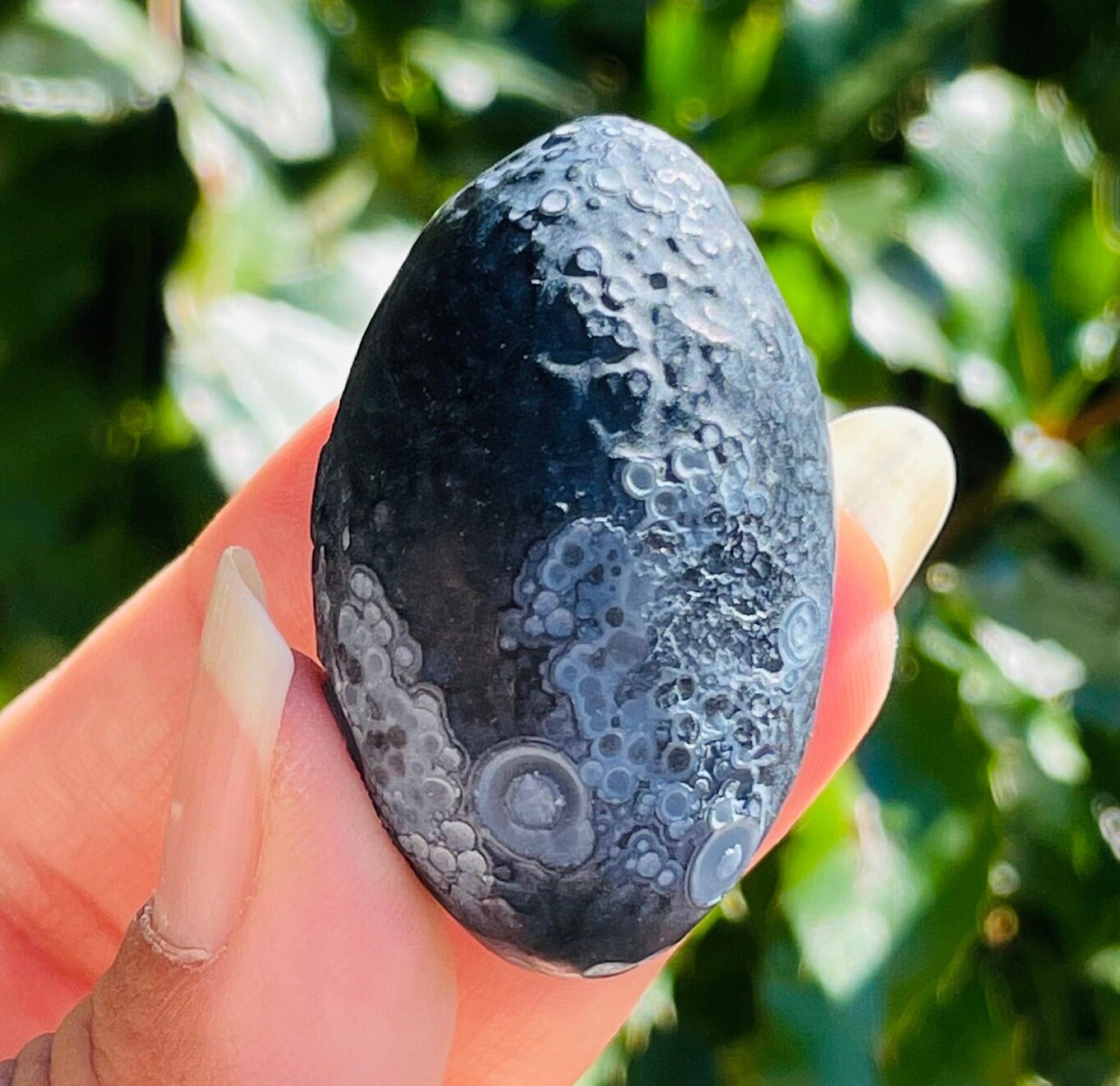 Black Gobi Eye Agate Stone: Raw Mongolia Desert Crystal (40x25mm)