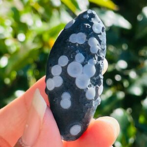 Black Gobi Eye Agate Stone: Raw Mongolia Crystal (20x45mm) 12.30G