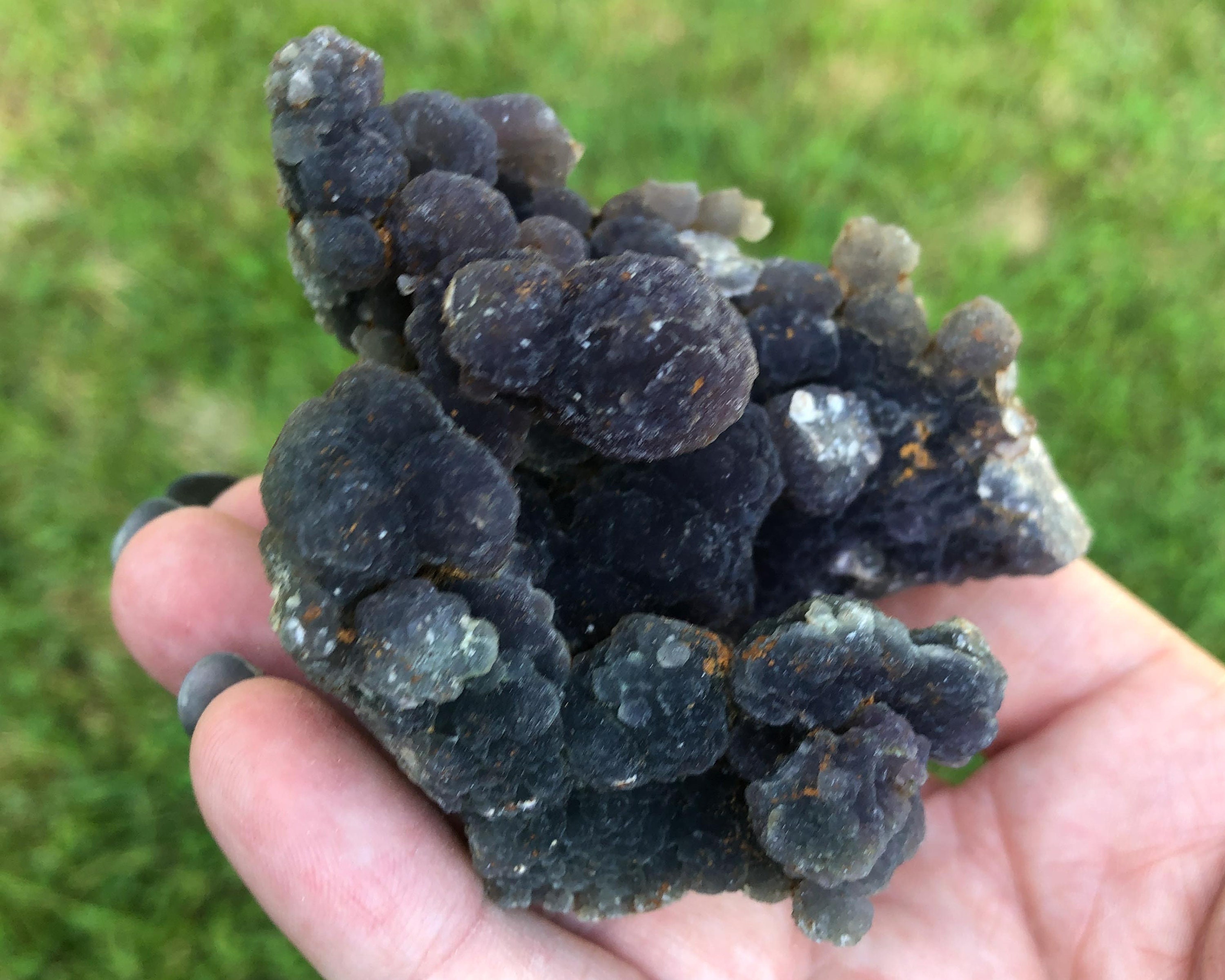 Sparkly Purple Grape Agate Cluster, Botryoidal Chalcedony With Druzy Velvet  #14