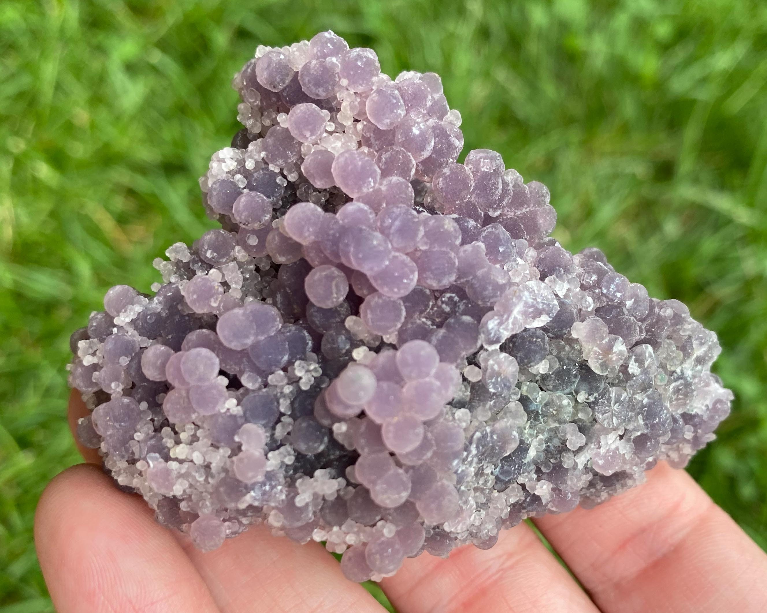 Sparkly Purple Grape Agate Cluster, Botryoidal Chalcedony With Druzy Velvet #11
