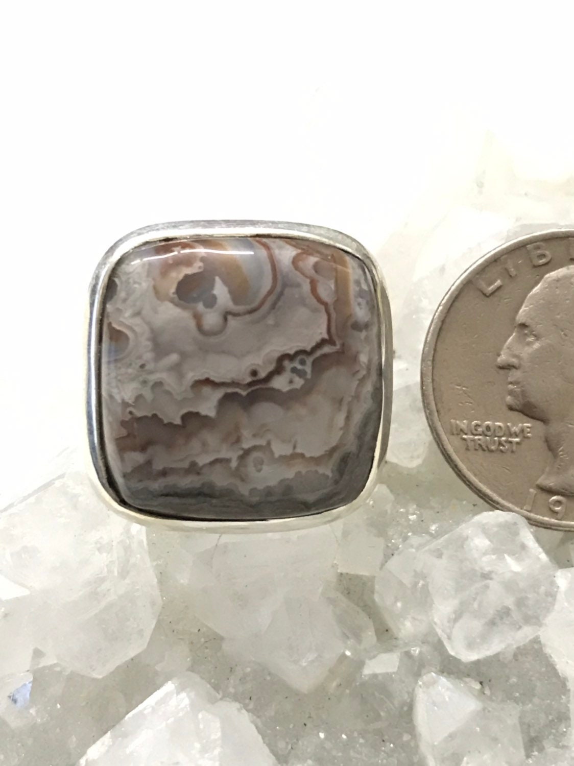 Crazy Lace Agate Ring, Size 8