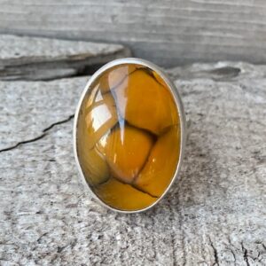 Dark Yellow Dragon Vein Agate Sterling Silver Ring | Agate Ring | Statement Ring | Boho | Gifts For Her