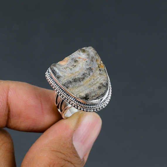 Geode Agate Druzy Ring: Sterling Silver Gemstone Jewelry, Size 6.5