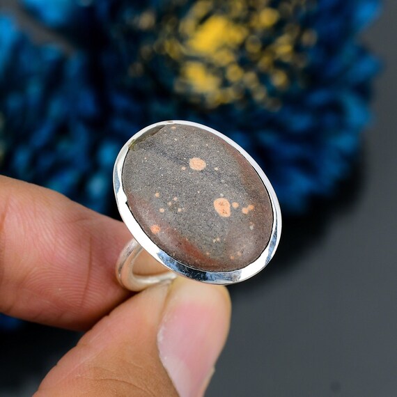 Gila Monster Agate Ring: Sterling Silver Gemstone, Size 7