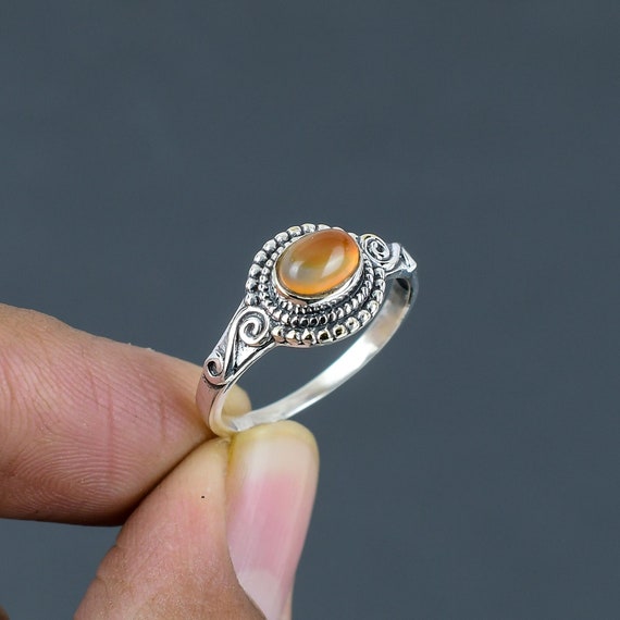 Montana Agate Ring: Handmade 925 Sterling Silver, Size 9.5