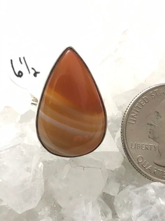 Orange  Agate Ring, Size  6 1/2