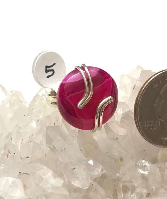 Pink Botswana Agate Ring, Size 5