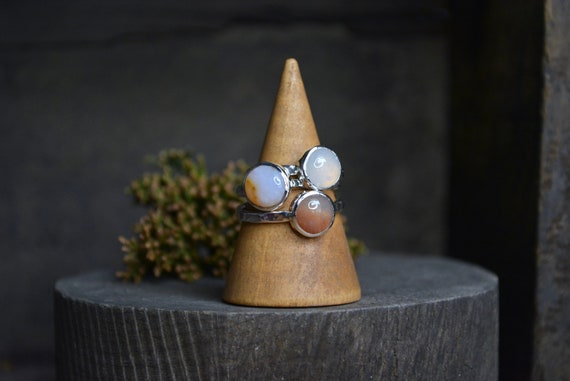 Agate Stacking Rings, Agate Ring, Gemstone Stacking Ring, Sterling Silver Stacking, Stacking Rings, Agate, Recycled Sterling