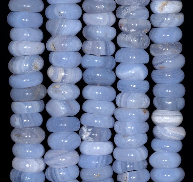 10x5-10x4mm Chalcedony Blue Agate Gemstone Grade Aa Rondelle Loose Beads 7.5 Inch Half Strand (80002733 H-a170)