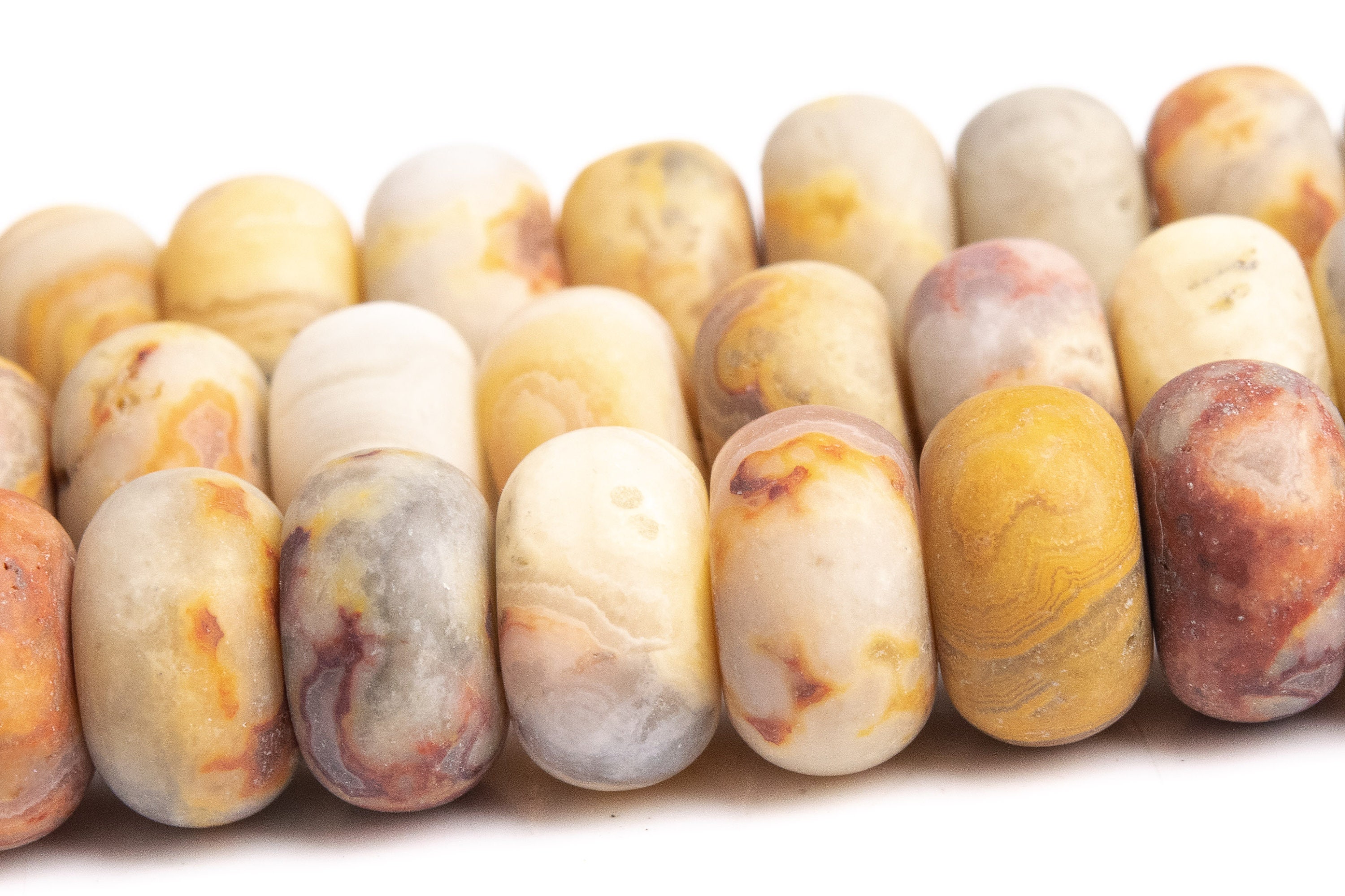10x6mm Matte Orange Cream Crazy Lace Agate Beads Grade Aaa Genuine Natural Gemstone Rondelle Loose Beads 15"/ 7.5" Bulk Lot Options (111218)