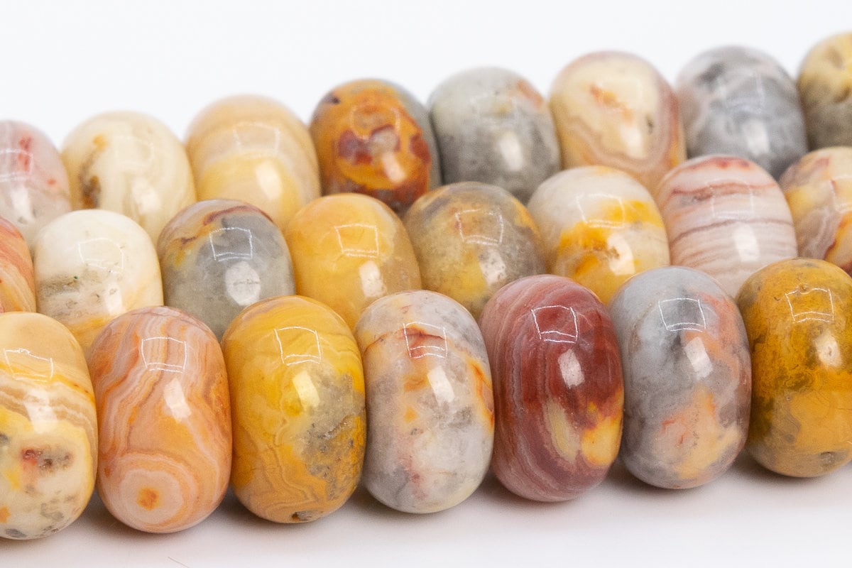 10x6mm Orange Cream Crazy Lace Agate Beads Grade Aaa Genuine Natural Gemstone Rondelle Loose Beads 15" / 7.5"bulk Lot Options (111216)