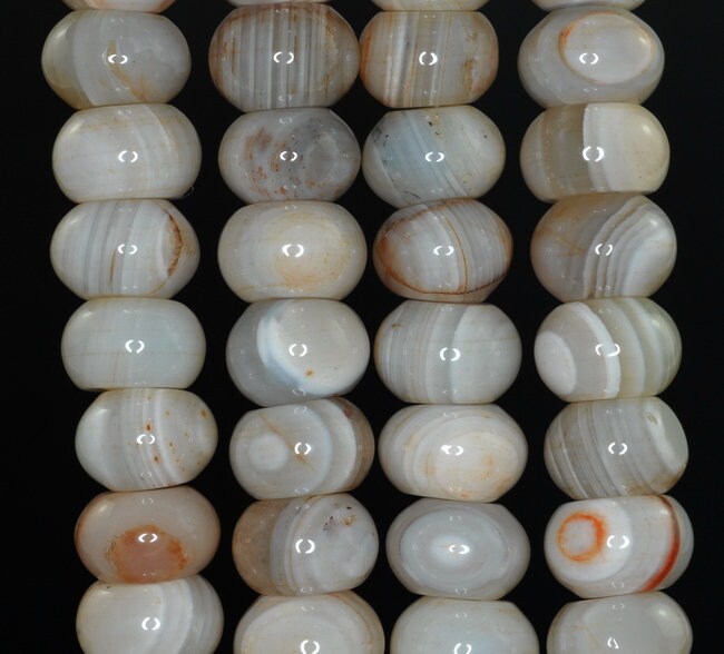 14x10mm White Lace Agate Gemstone Rondelle Loose Beads 7.5 Inch Half Strand (90182337-a119)