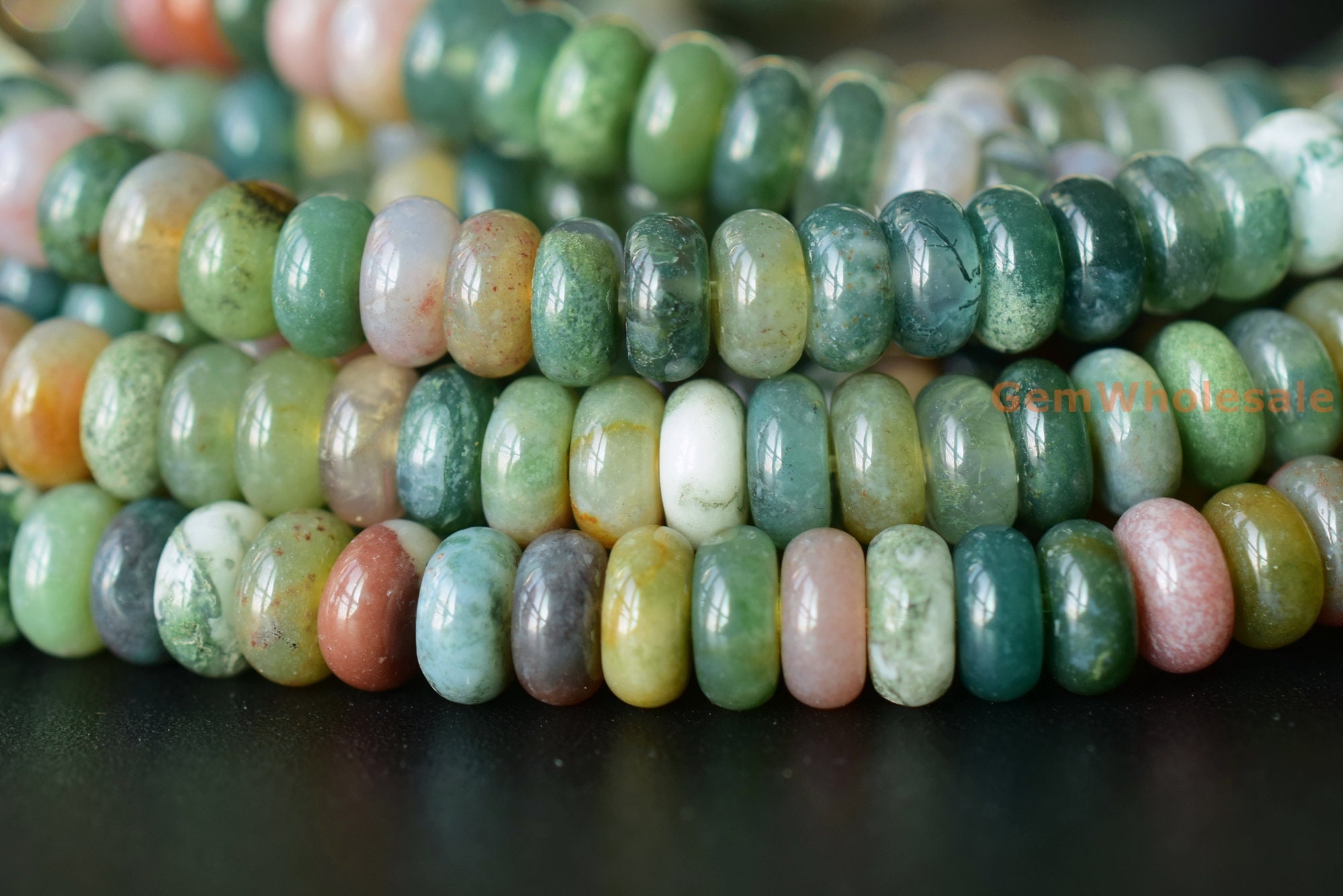 15.5" 2x4mm/3x6mm Indian Agate Rondelle Beads, Natural Indian Agate Disc Beads, Roundel Beads, Multi Color Agate