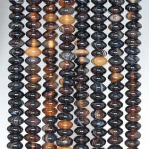6x3mm Black Agate Gemstone Rondelle Loose Beads 16 Inch Full Strand (80000548-a72)