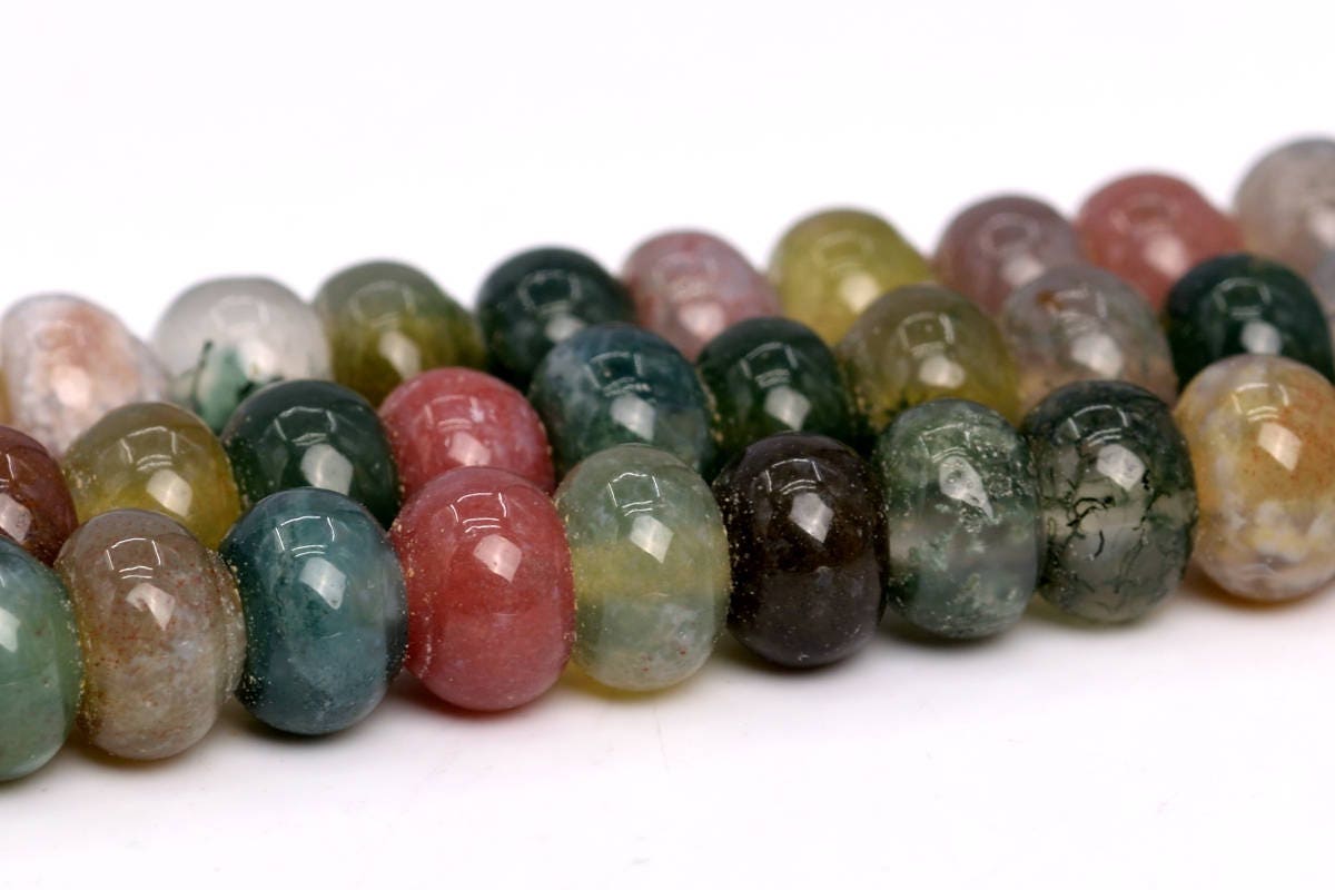 6x4mm Indian Agate Beads Grade A Natural Gemstone Rondelle Loose Beads 15" / 7.5" Bulk Lot Options (102215) 6x4mm Indian Agate Beads Grade A Natural Gemstone Rondelle Loose Beads 15" / 7.5" Bulk Lot Options (102215)