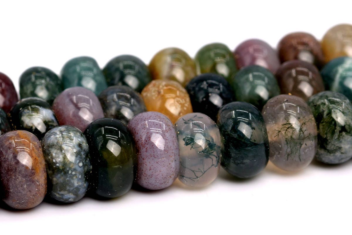 8x5mm Indian Agate Beads Grade A Natural Gemstone Rondelle Loose Beads 15" / 7.5" Bulk Lot Options (102217)