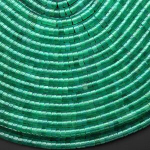 Emerald Green Agate 4mm Heishi Rondelle Beads 15.5" Strand