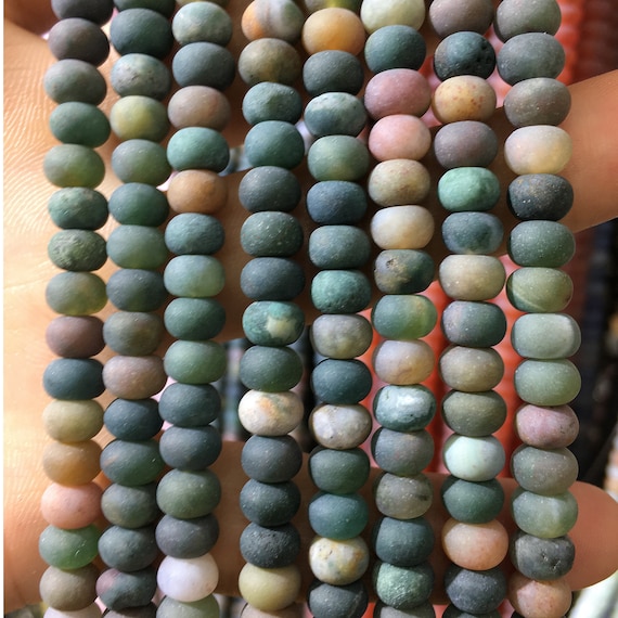 Fancy Agate Matte Beads, Natural Gemstone Beads, Stone Beads, Rondelle Spacer Beads 4x6mm 5x8mm 15''