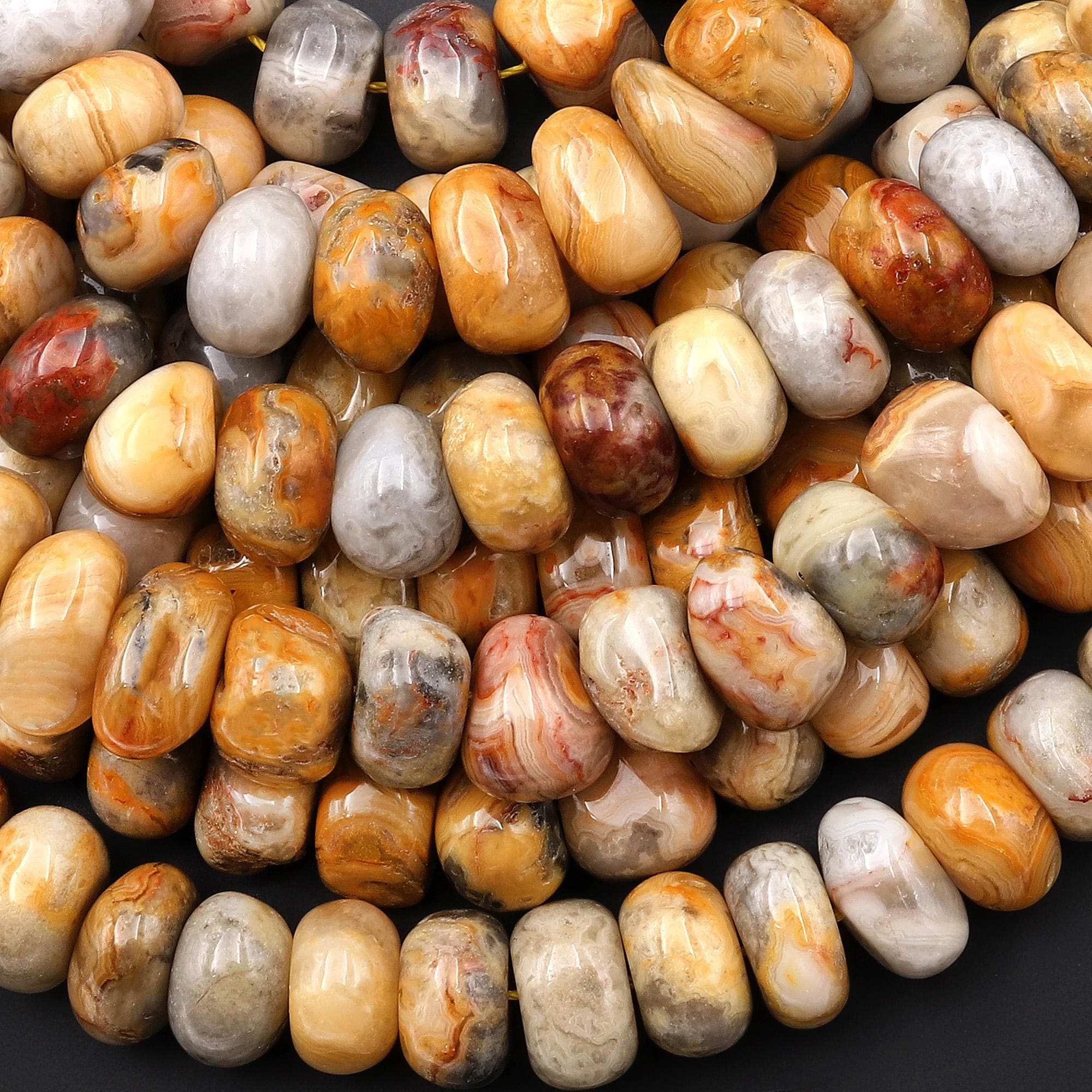 Freeform Natural Crazy Lace Agate Thick Rondelle Beads Gemstone 15.5" Strand Freeform Natural Crazy Lace Agate Thick Rondelle Beads Gemstone 15.5" Strand