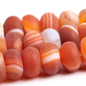 Matte Deep Orange Red Striped Agate Beads Grade Aaa Natural Gemstone Rondelle Loose Beads 6mm 8mm Bulk Lot Options