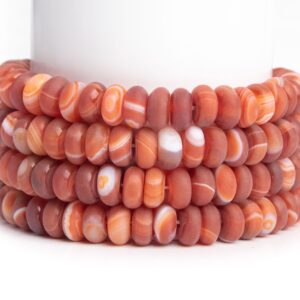 Matte Deep Orange Red Striped Agate Gemstone Grade Aaa Rondelle 6x3mm 8x4mm Loose Beads