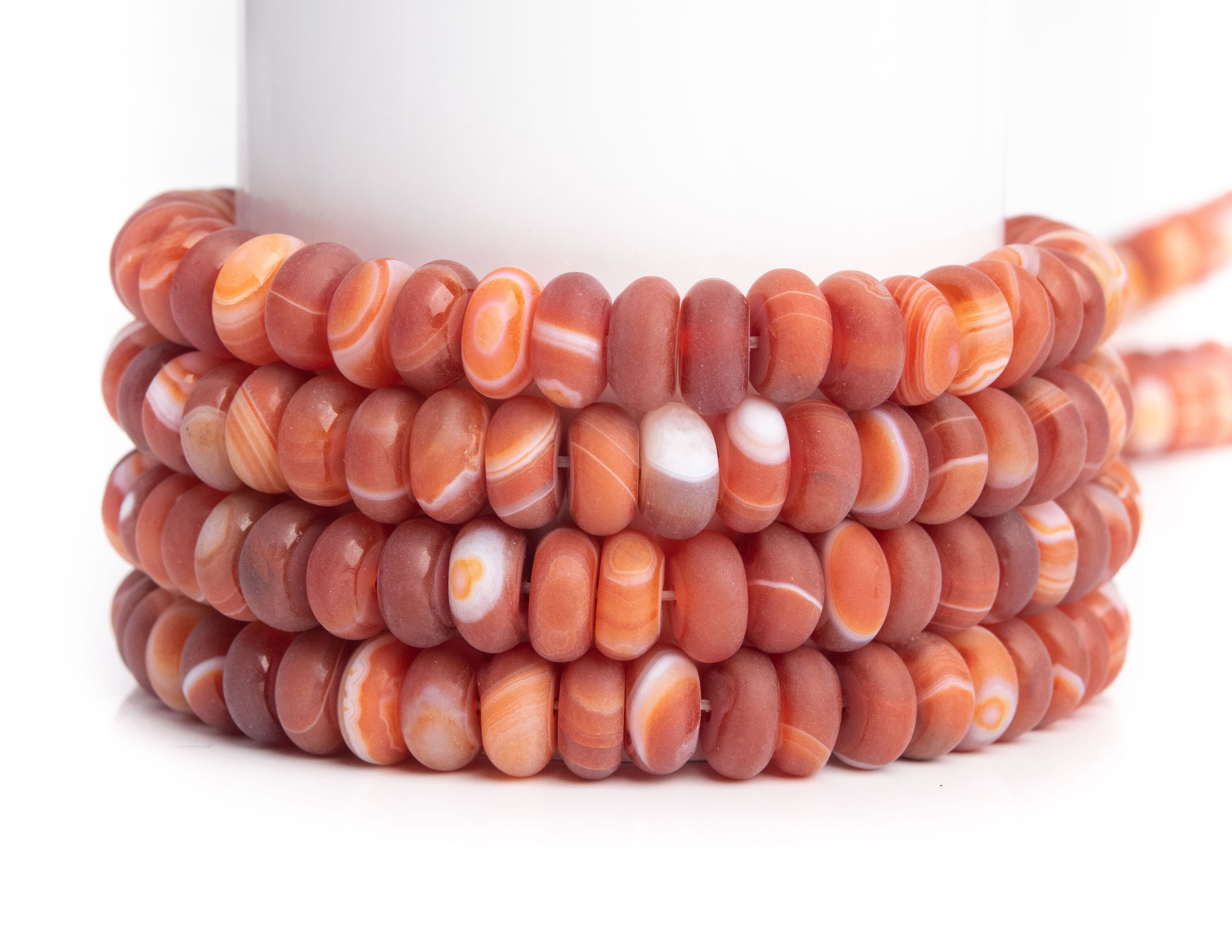 Matte Deep Orange Red Striped Agate Gemstone Grade Aaa Rondelle 6x3mm 8x4mm Loose Beads Matte Deep Orange Red Striped Agate Gemstone Grade Aaa Rondelle 6x3mm 8x4mm Loose Beads
