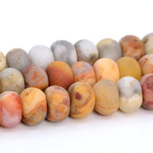 Matte Orange Cream Crazy Lace Agate Beads Grade AAA Genuine Natural Gemstone Rondelle Loose Beads 6MM 8MM Bulk Lot Options