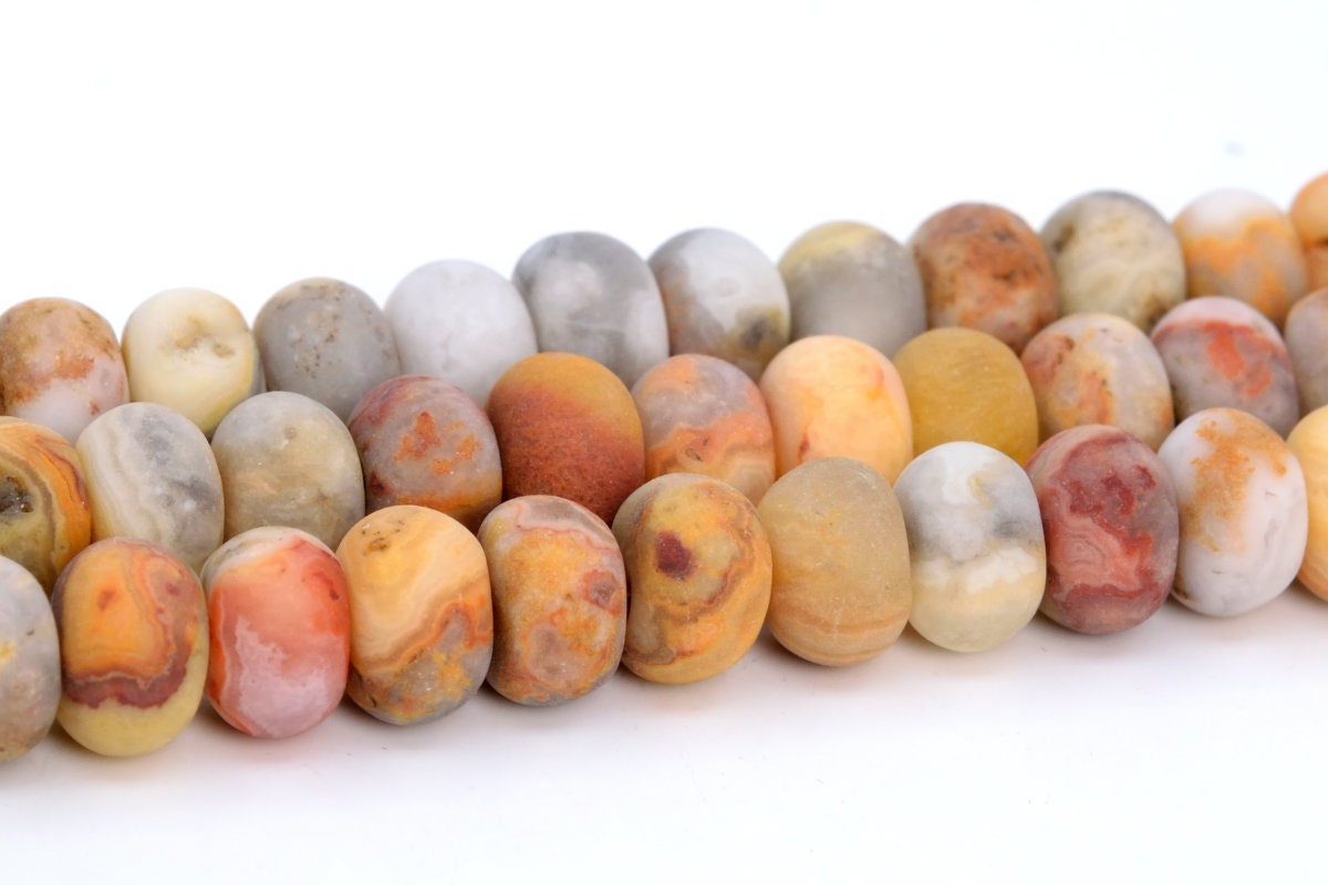 Matte Orange Cream Crazy Lace Agate Beads Grade Aaa Genuine Natural Gemstone Rondelle Loose Beads 6mm 8mm Bulk Lot Options